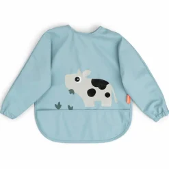 Bavoir à manches avec poche Tiny farm Bleu