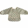 Bavoir à manches longues Olive Check (6-24 mois)