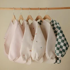 Bavoir à manches longues Olive Check (6-24 mois)