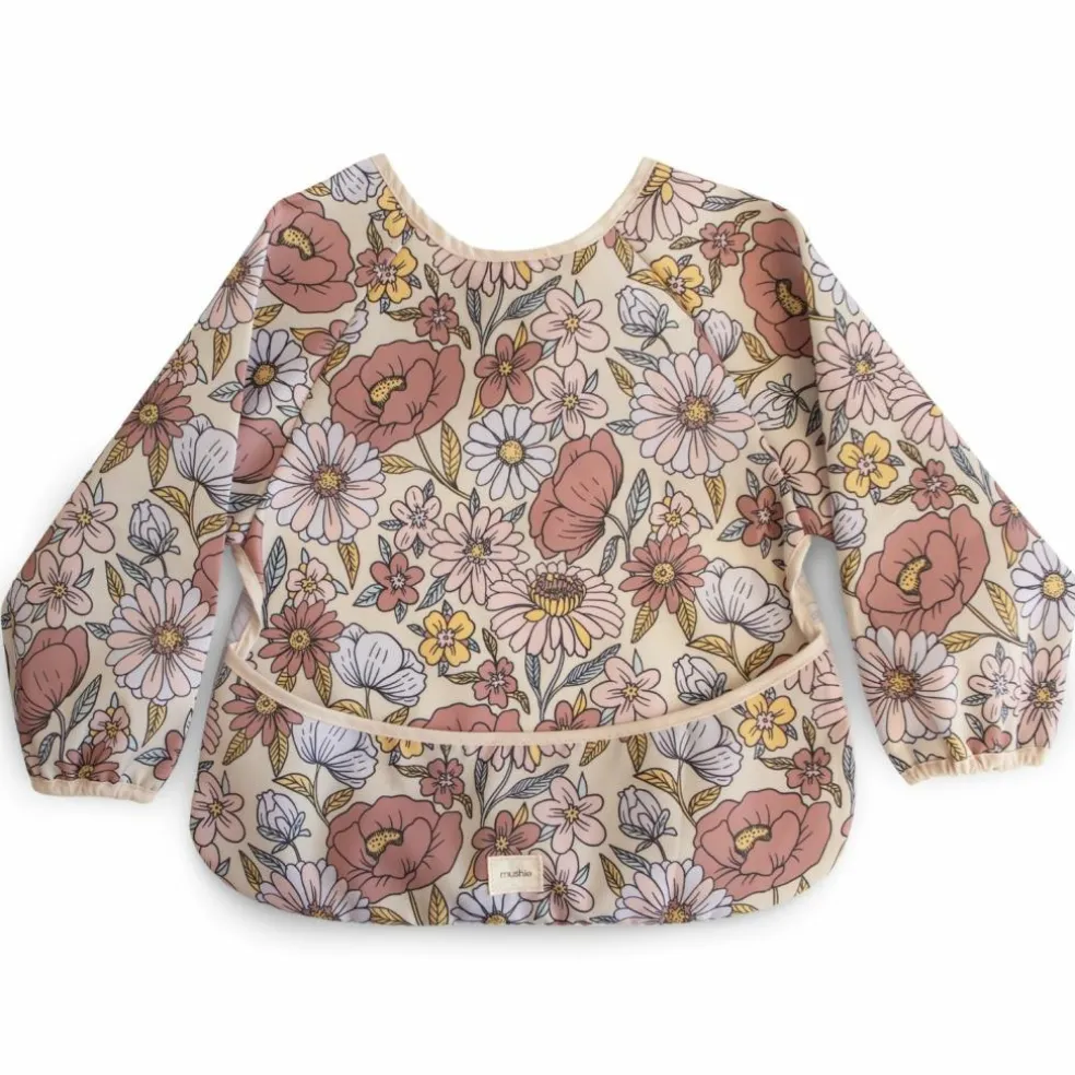 Bavoir à manches longues Retro Flowers (6-24 mois)