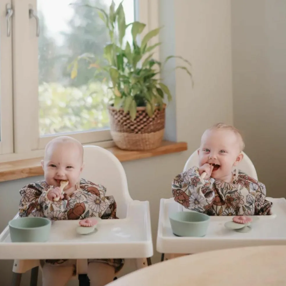 Bavoir à manches longues Retro Flowers (6-24 mois)