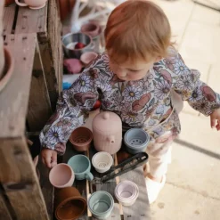 Bavoir à manches longues Retro Flowers (6-24 mois)