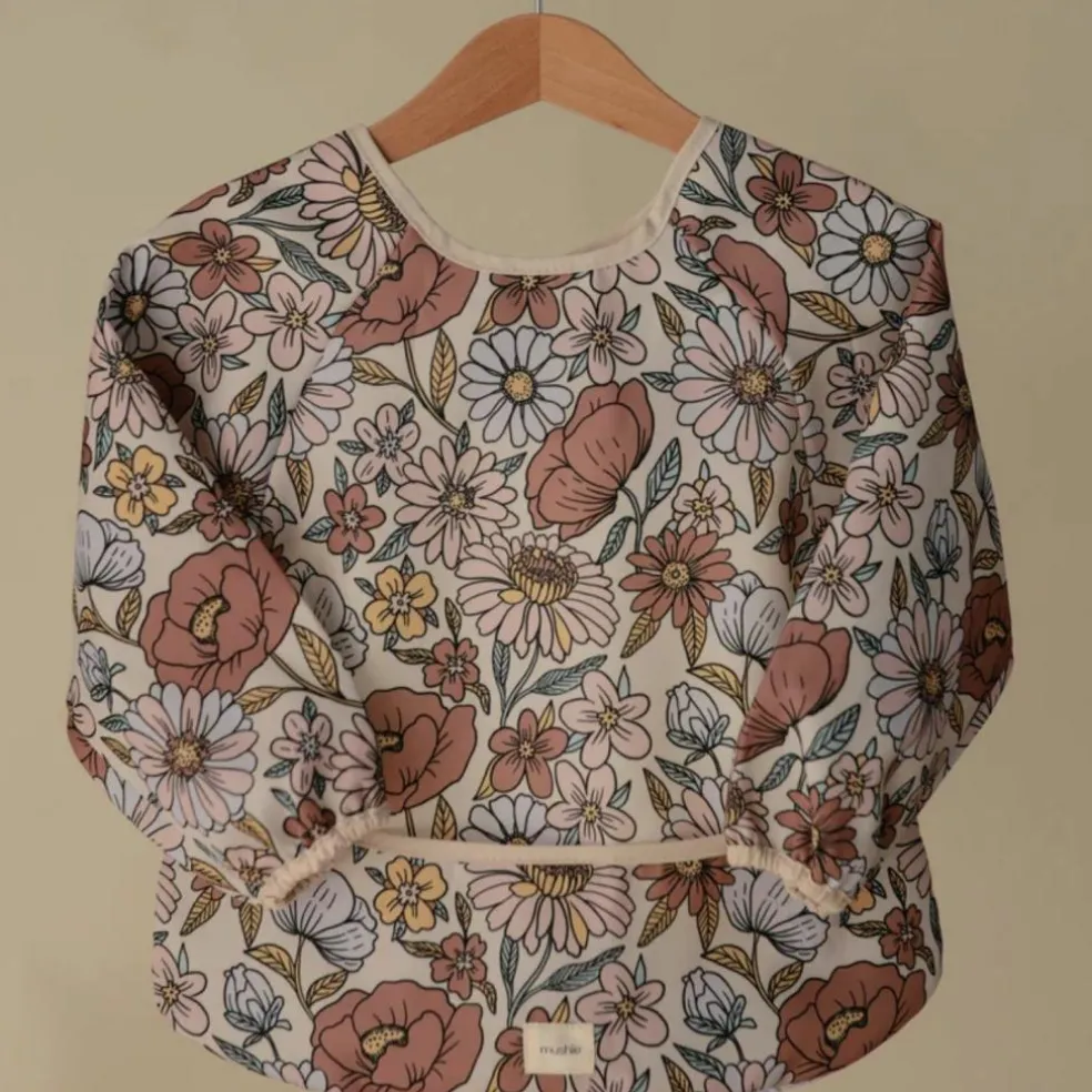 Bavoir à manches longues Retro Flowers (6-24 mois)