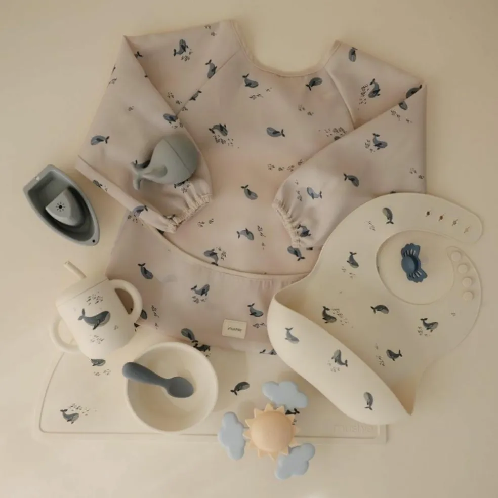 Bavoir à manches longues Whales (6-24 mois)