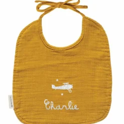 Bavoir à nouer Jaune moutarde (personnalisable)