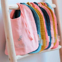 Bavoir à nouer Jaune moutarde (personnalisable)