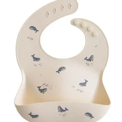 Bavoir à poche en silicone Baleine