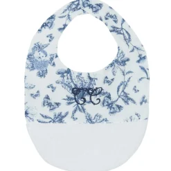 Bavoir à pression Toile de Jouy bleu