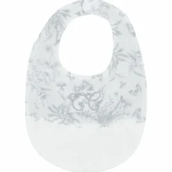 Bavoir à pression Toile de Jouy gris