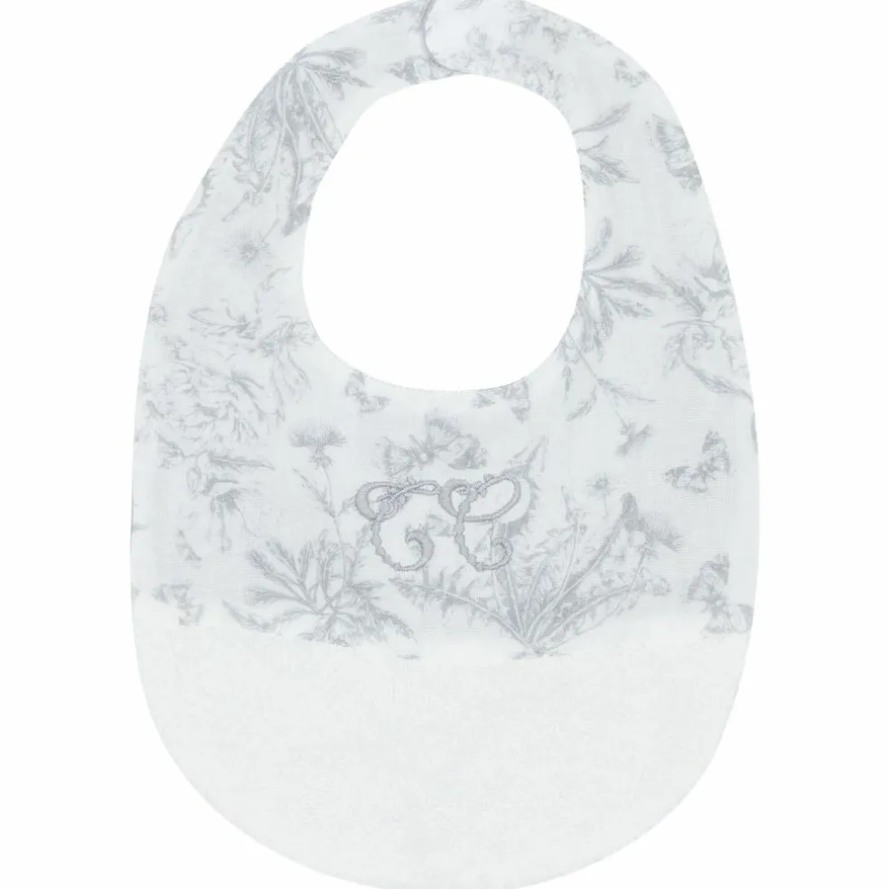 Bavoir à pression Toile de Jouy gris