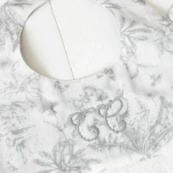 Bavoir à pression Toile de Jouy gris