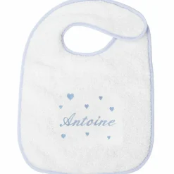 Bavoir à velcro coeur bleu (personnalisable)