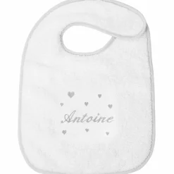 Bavoir à velcro coeur gris (personnalisable)