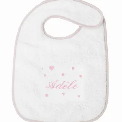 Bavoir à velcro coeur rose (personnalisable)