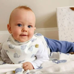 Bavoir bandana en coton bio baleine Little Water
