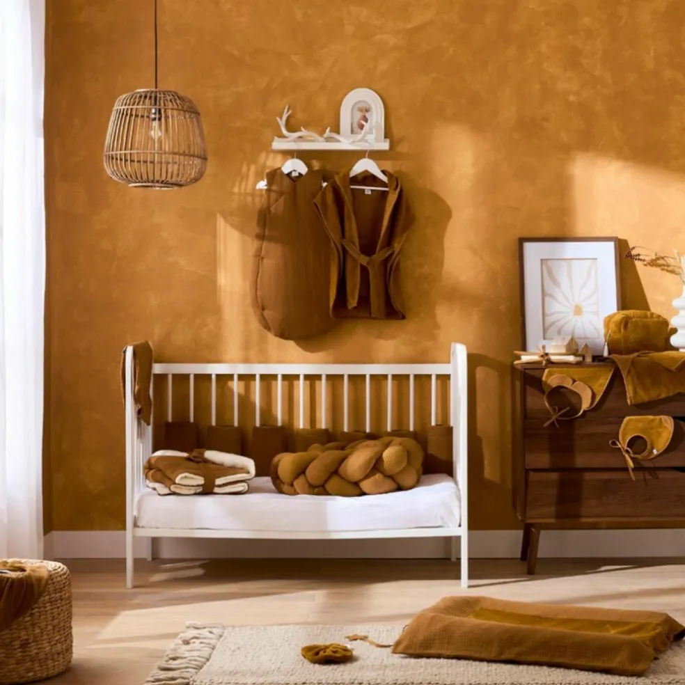 Bavoir bandana réversible bambou et gaze de coton havane