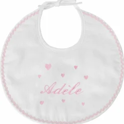 Bavoir de naissance coeur rose (personnalisable)