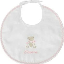 Bavoir de naissance Ours rose (personnalisable)