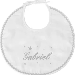 Bavoir de naissance étoile gris (personnalisable)