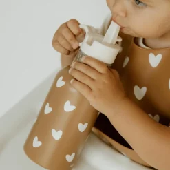 Bavoir en silicone Coeurs Caramel