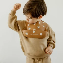 Bavoir en silicone Coeurs Caramel