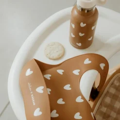 Bavoir en silicone Coeurs Caramel