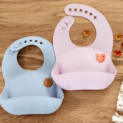 Bavoir en silicone Happy Rascals Coeur lavande