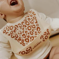 Bavoir en silicone Léopard Crème