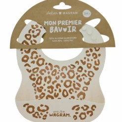 Bavoir en silicone Léopard Crème