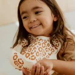 Bavoir en silicone Léopard Crème