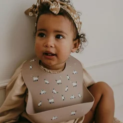 Bavoir en silicone Minouche taupe