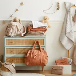 Bavoir manches longues en coton gaufré Cassonade (6-24 mois)