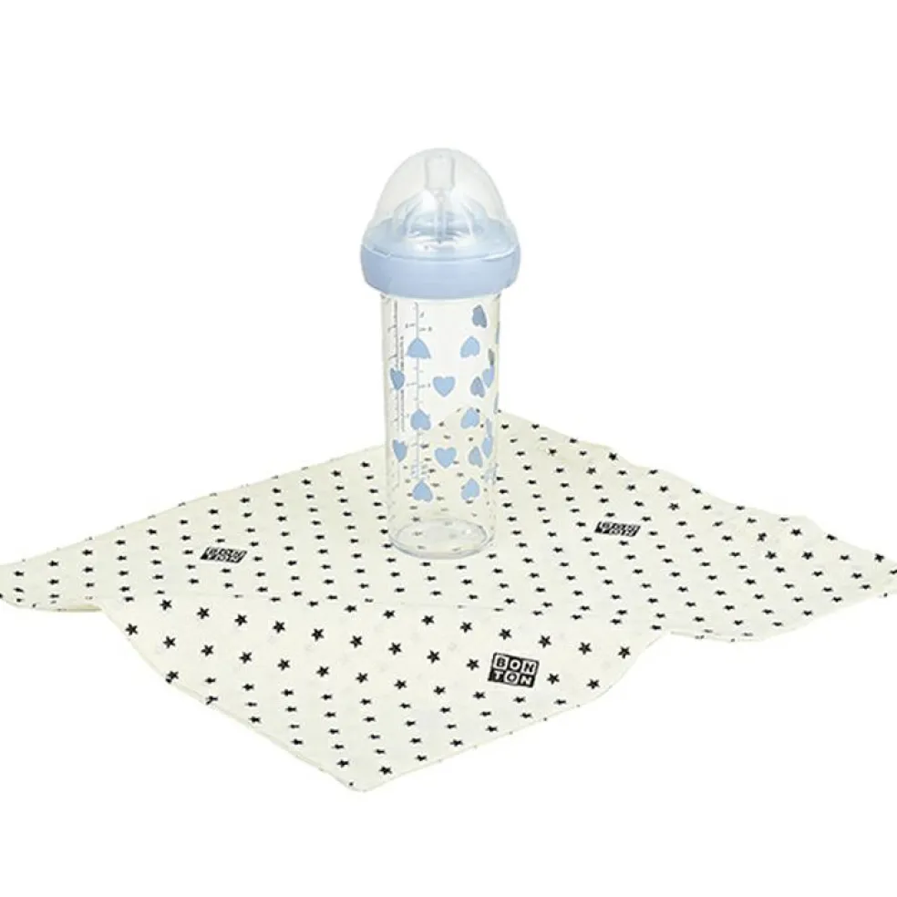 Biberon anti colique coeurs bleus X BONTON (210 ml)