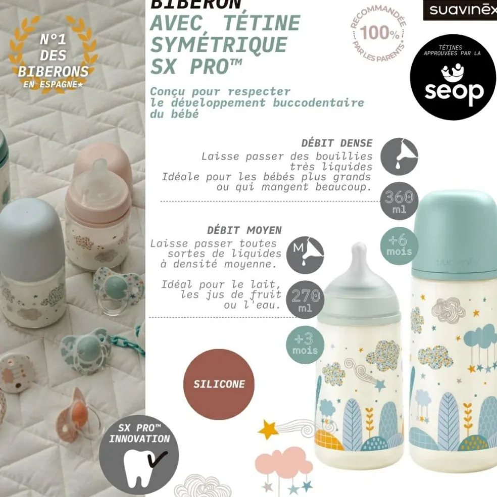 Biberon tétine SXPro L Dreams rose (360ml)