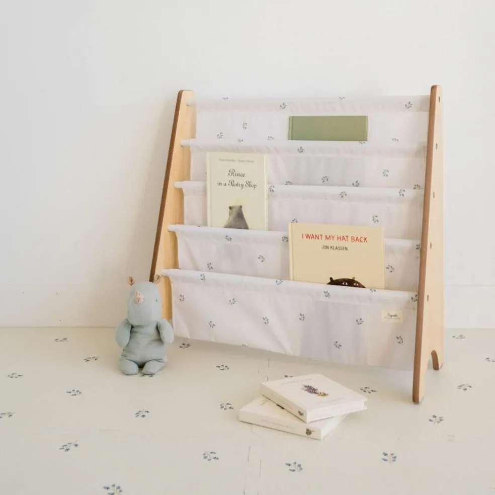 Bibliothèque en tissu recyclé Myrtilles ivoire