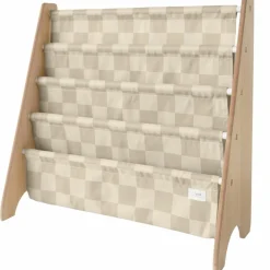 Bibliothèque en tissu recyclé Damier beige