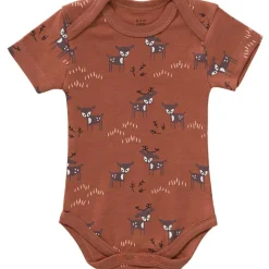 Body manches courtes en coton bio Deer amber brown (6-12 mois : 67 à 74 cm)