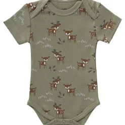 Body manches courtes en coton bio Deer olive (naissance : 50 cm)
