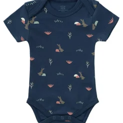 Body manches courtes en coton bio Rabbit mood indigo (6-12 mois : 67 à 74 cm)
