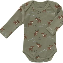 Body manches longues en coton bio Deer Olive (naissance : 50 cm)