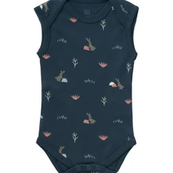 Body sans manches en coton bio Rabbit mood indigo (3-6 mois : 60 à 67 cm)