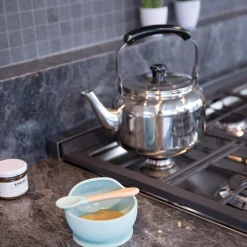 Bol ventouse et cuillère bleu