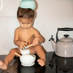 Bol ventouse et cuillère gris