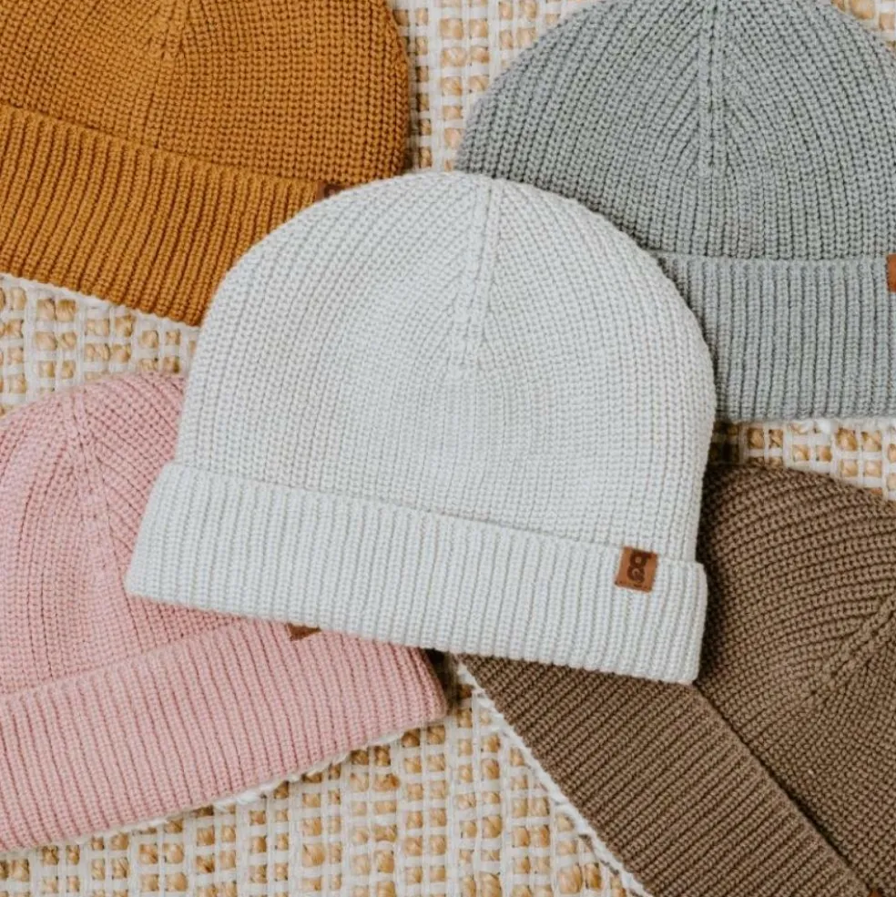 Bonnet bébé en teddy coton bio Soul Caramel (0-3 mois)