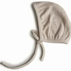 Bonnet de naissance à nouer Beige