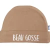 Bonnet de naissance en coton Beau gosse camel