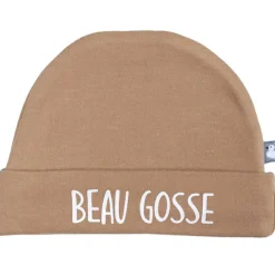 Bonnet de naissance en coton Beau gosse camel