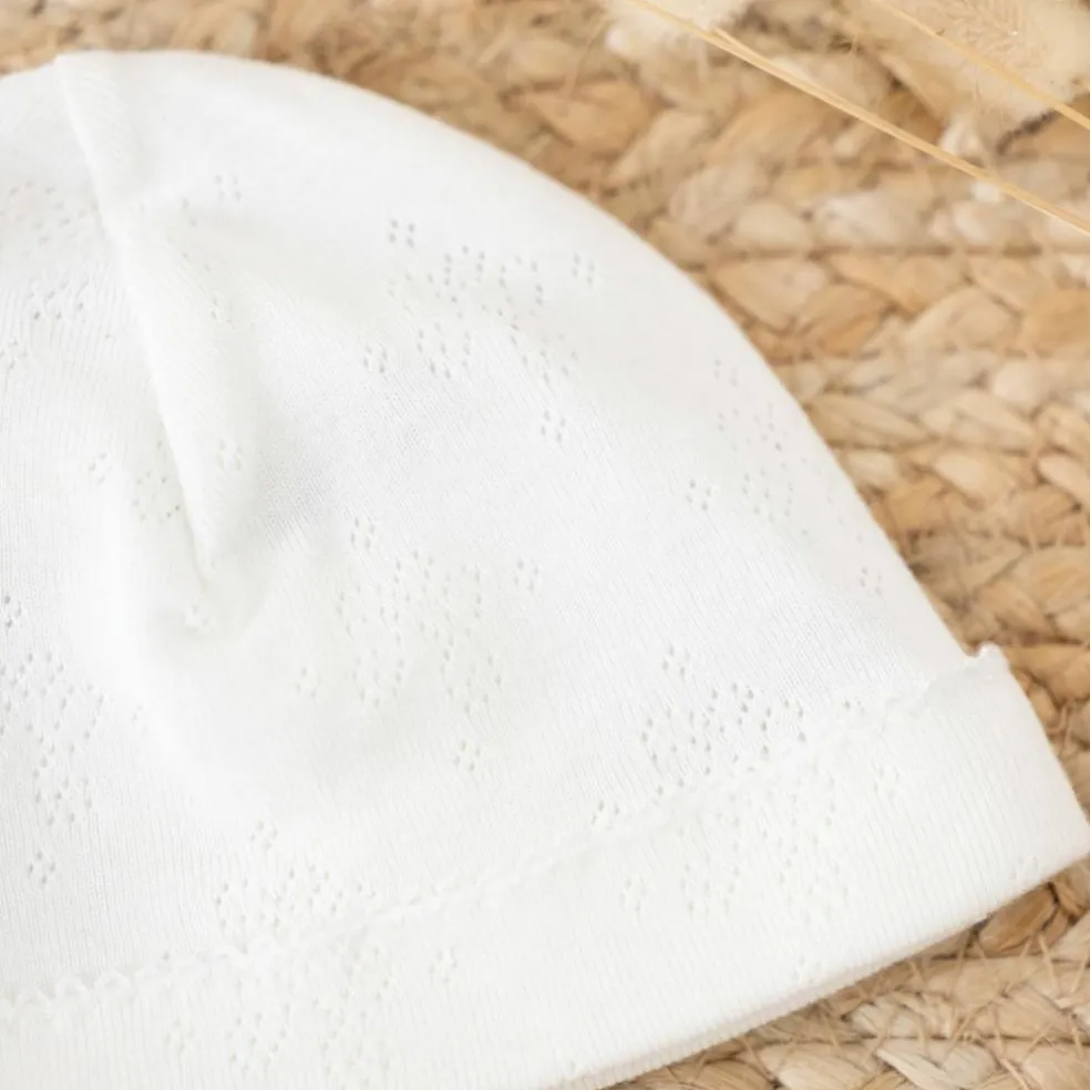Bonnet de naissance en coton bio écru (1-3 mois)