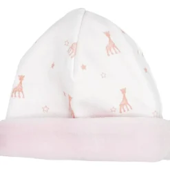 Bonnet de naissance en coton rose Sophie la girafe (1-3 mois)