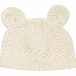 Bonnet de naissance Ours en maille Sable (0-1 mois)